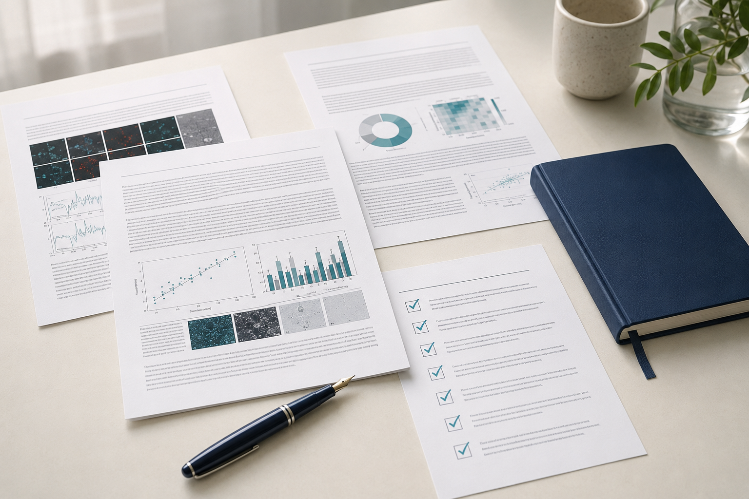 Scientific manuscript pages, figures and a submission-readiness checklist.