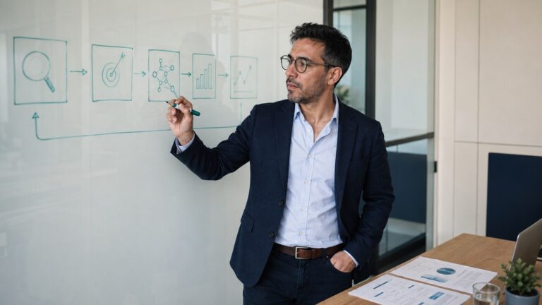 Mohamad Abbas mapping the aims, methods and expected outcomes of a research grant proposal.